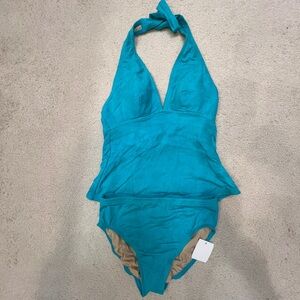 NWT Miraclesuit/Magicsuit Teal Halter Tankini Two Piece Swimsuit